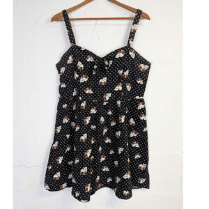 Hot Topic Skater Dress Skulls Flowers Polkadot Black Emo Rocker Stretch Large